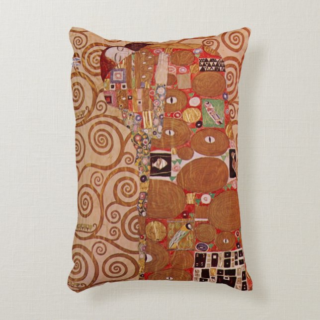 Nakoming door Gustav Klimt,  Art Nouveau Accent Kussen (Voorkant(Verticaal))