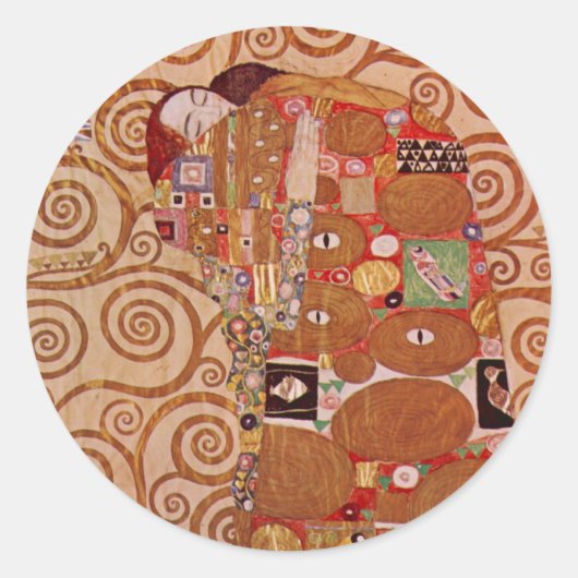 Nakoming door Gustav Klimt,  Art Nouveau Ronde Sticker (Voorkant)