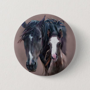 Nakota Mare en Foal Ronde Button 5,7 Cm