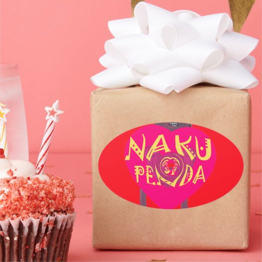 Nakupenda Love Art – Swahili Heart Design Ovale Sticker (Feest)
