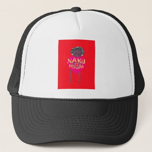 Nakupenda Love Art – Swahili Heart Design Trucker Pet (Voorkant)