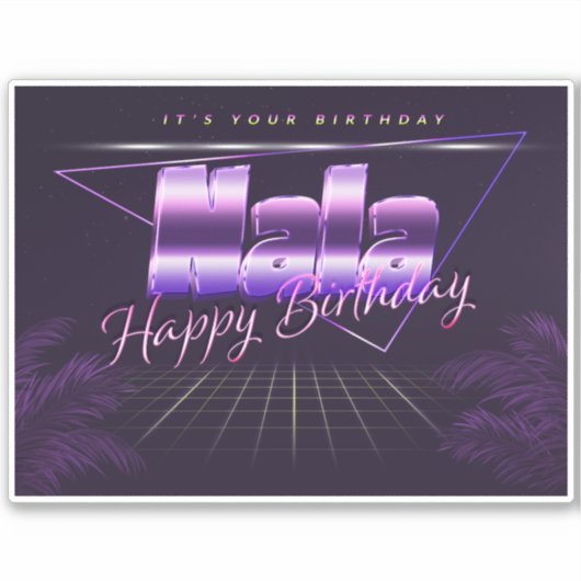 Nala Name Vorname lila retro Sticker Geburtstag (Voorkant)