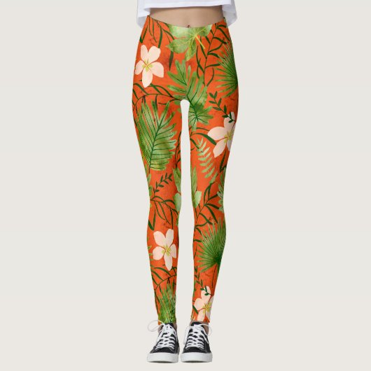 Nalani Hawaiian Tropical Garden Coral Leggings (Voorkant)