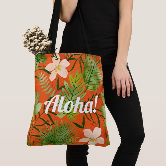 Nalani Hawaiian Tropical Garden Coral Tote Bag (Dichtbij)