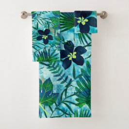 Nalani Hawaiian Tropische Garden Blauwgroen Bad Handdoek