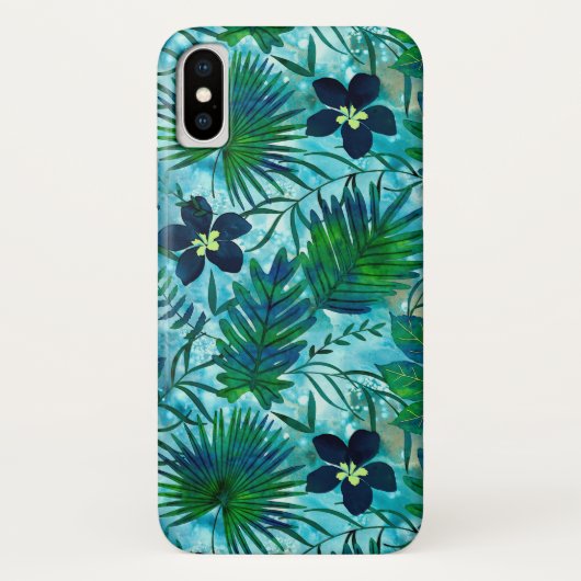 Nalani Hawaiian Tropische Garden Blauwgroen Case-Mate iPhone Case (Achterkant)