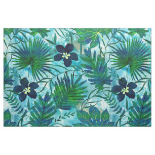 Nalani Hawaiian Tropische Garden Blauwgroen Stof