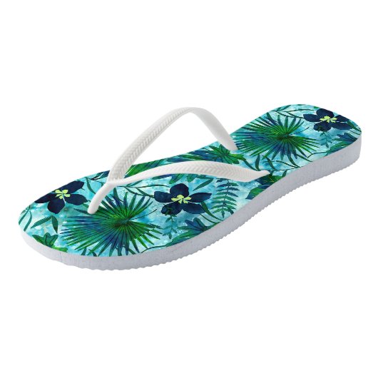 Nalani Hawaiian Tropische Garden Blauwgroen Teenslippers (Schuin)