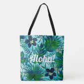 Nalani Hawaiian Tropische Garden Blauwgroen Tote Bag (Voorkant)