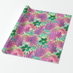 Nalani Hawaiian Tropische Garden Fuchsia Cadeaupapier