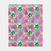 Nalani Hawaiian Tropische Garden Fuchsia Fleece Deken (Voorkant)
