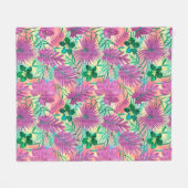 Nalani Hawaiian Tropische Garden Fuchsia Fleece Deken (Voorkant (Horizontaal))
