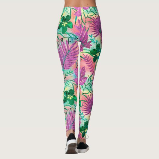 Nalani Hawaiian Tropische Garden Fuchsia Leggings (Achterkant)