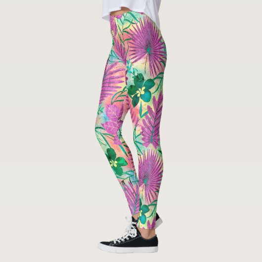 Nalani Hawaiian Tropische Garden Fuchsia Leggings (Links)