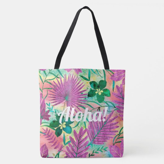 Nalani Hawaiian Tropische Garden Fuchsia Tote Bag (Voorkant)