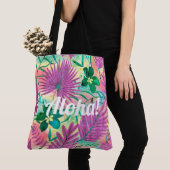 Nalani Hawaiian Tropische Garden Fuchsia Tote Bag (Dichtbij)