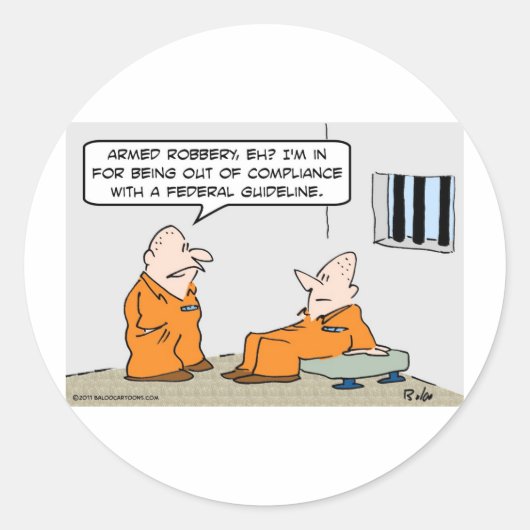 Naleving Federale richtlijnen gevangenen Ronde Sticker (Voorkant)