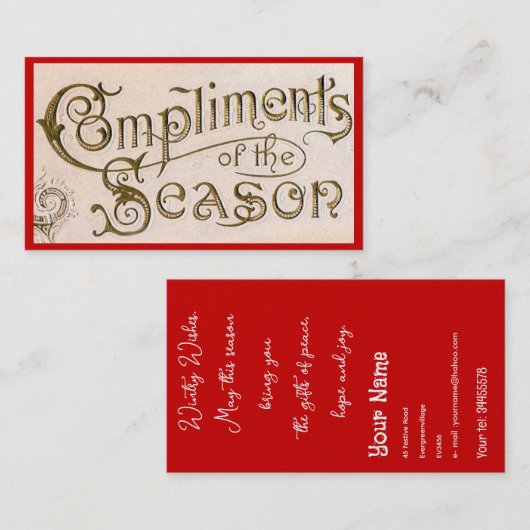 Naleving van het seizoen visitekaartje (Voorkant / Achterkant)