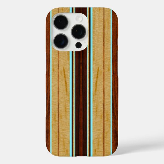 Nalu Hou Faux Koa Wood Surfboard Aqua Case-Mate iPhone Case (Achterkant)
