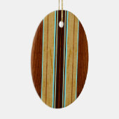 Nalu Hou Faux Koa Wood Surfboard Keramisch Ornament (Rechts)