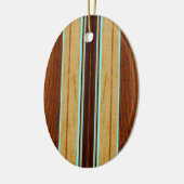 Nalu Hou Faux Koa Wood Surfboard Keramisch Ornament (Links)