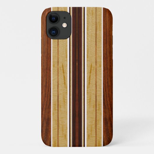 Nalu Hou Faux Koa Wood Surfboard White Case-Mate iPhone Case (Achterkant)