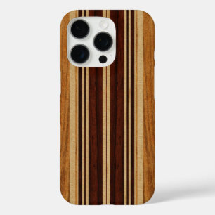 Nalu Lua Faux Koa Wood Surfboard iPhone 16 Pro Hoesje