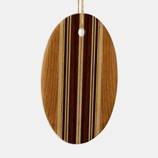 Nalu Lua Faux Koa Wood Surfboard Keramisch Ornament (Rechts)