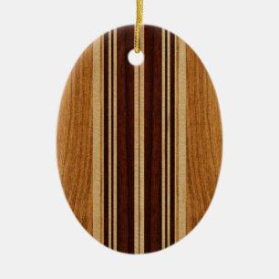 Nalu Lua Faux Koa Wood Surfboard Keramisch Ornament