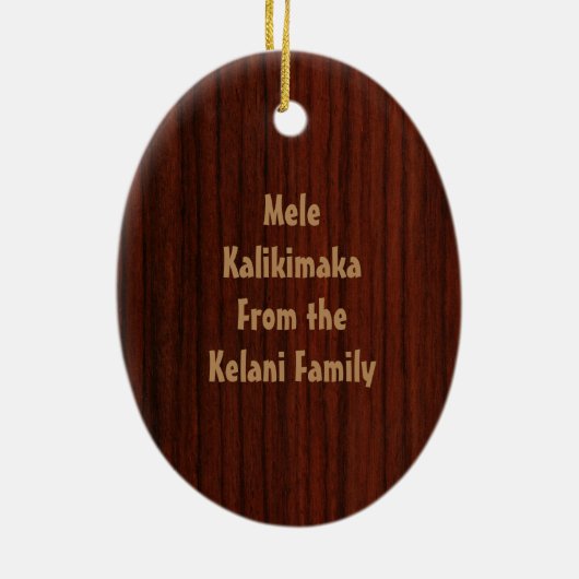 Nalu Lua Faux Koa Wood Surfboard Keramisch Ornament (Achterkant)