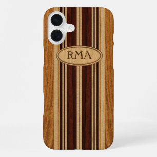 Nalu Lua Nep Koa Hout Monogram Surfplank iPhone 16 Plus Hoesje