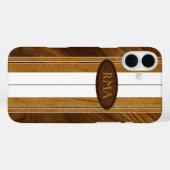 Nalu Mua Faux Koa Wood Monogram Surfboard White Case-Mate iPhone Case (Achterkant (horizontaal))