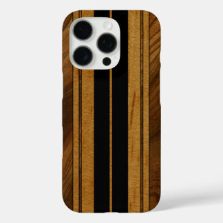 Nalu Mua Faux Koa Wood Surfboard Black iPhone 16 Pro Hoesje