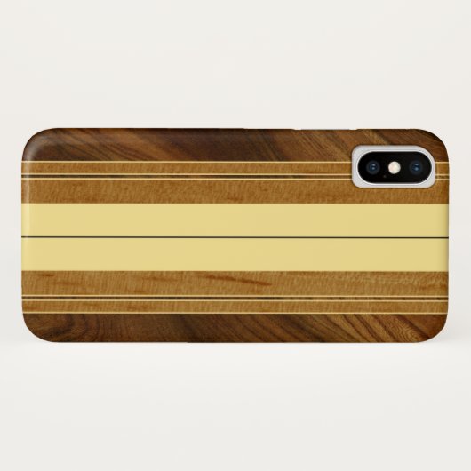 Nalu Mua Faux Koa Wood Surfboard Case-Mate iPhone Case (Achterkant (horizontaal))