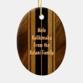 Nalu Mua Faux Koa Wood Surfboard Keramisch Ornament (Achterkant)