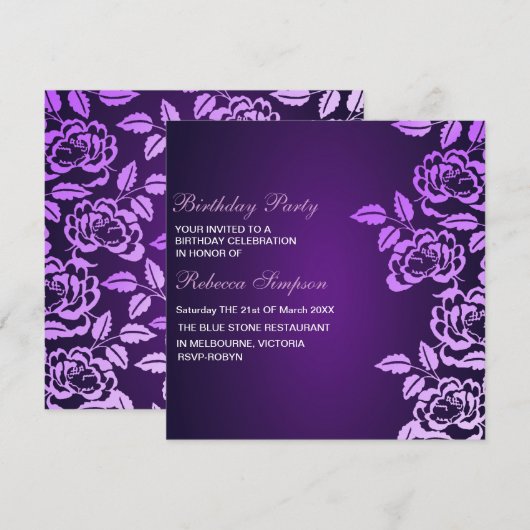 Nam de Paarse & Witte Uitnodiging van de (Voorkant / Achterkant)