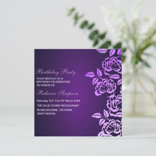 Nam de Paarse & Witte Uitnodiging van de (Staand voorkant)