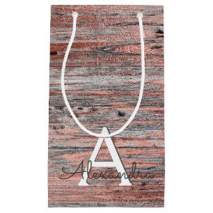 Nam Gouden en Rustiek Houten Monogram & Klein Cadeauzakje