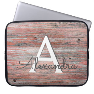 Nam Gouden en Rustiek Houten Monogram & Laptop Sleeve