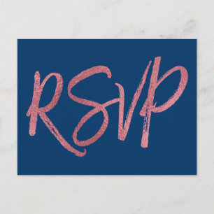 Nam Gouden Folie en Marineblauw Huwelijk RSVP toe Uitnodiging Briefkaart