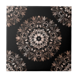 Nam Gouden Zwarte BloemenMandala toe Tegeltje