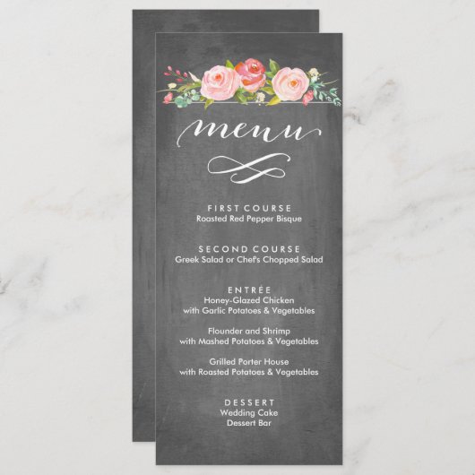 Nam Menu van het Huwelijk van de Tuin het Bloemen (Voorkant / Achterkant)