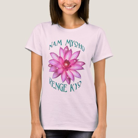 Nam Myoho Renge Kyo met Lotus Flower Design T-shirt (Voorkant)