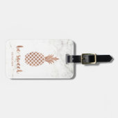 Nam Roze Ananas op Wit Marmer | Zoet is toe Bagagelabel (Voorkant horizontaal)