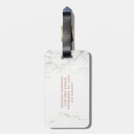 Nam Roze Ananas op Wit Marmer | Zoet is toe Bagagelabel (Achterkant verticaal)