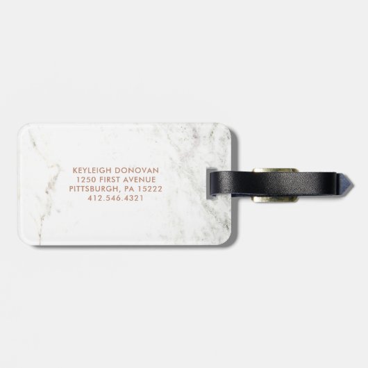 Nam Roze Ananas op Wit Marmer | Zoet is toe Bagagelabel (Achterkant horizontaal)