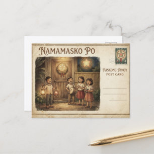 Namamasko Po Vintage Ansichtkaart Feestdagenkaart