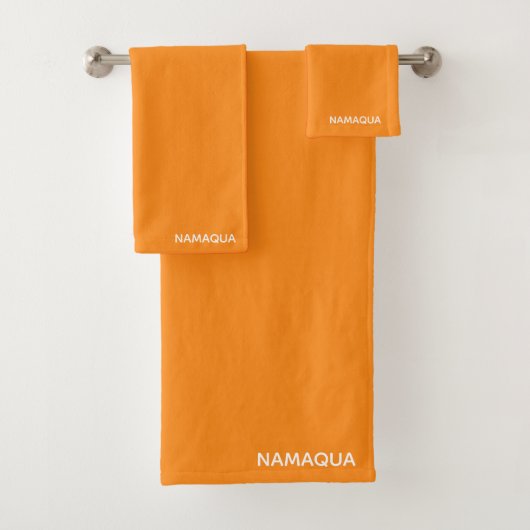Namaqua oranje kleur naam bad handdoek (Insitu)