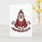 Namasleigh Grappige Kerstman Yoga Mediteren Kerstm Kaart (Gele Bloem)