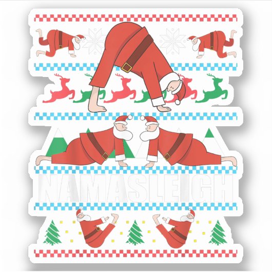 NAMASLEIGH Ugly Christmas Sweater Meme Santa Claus Sticker (Voorkant)